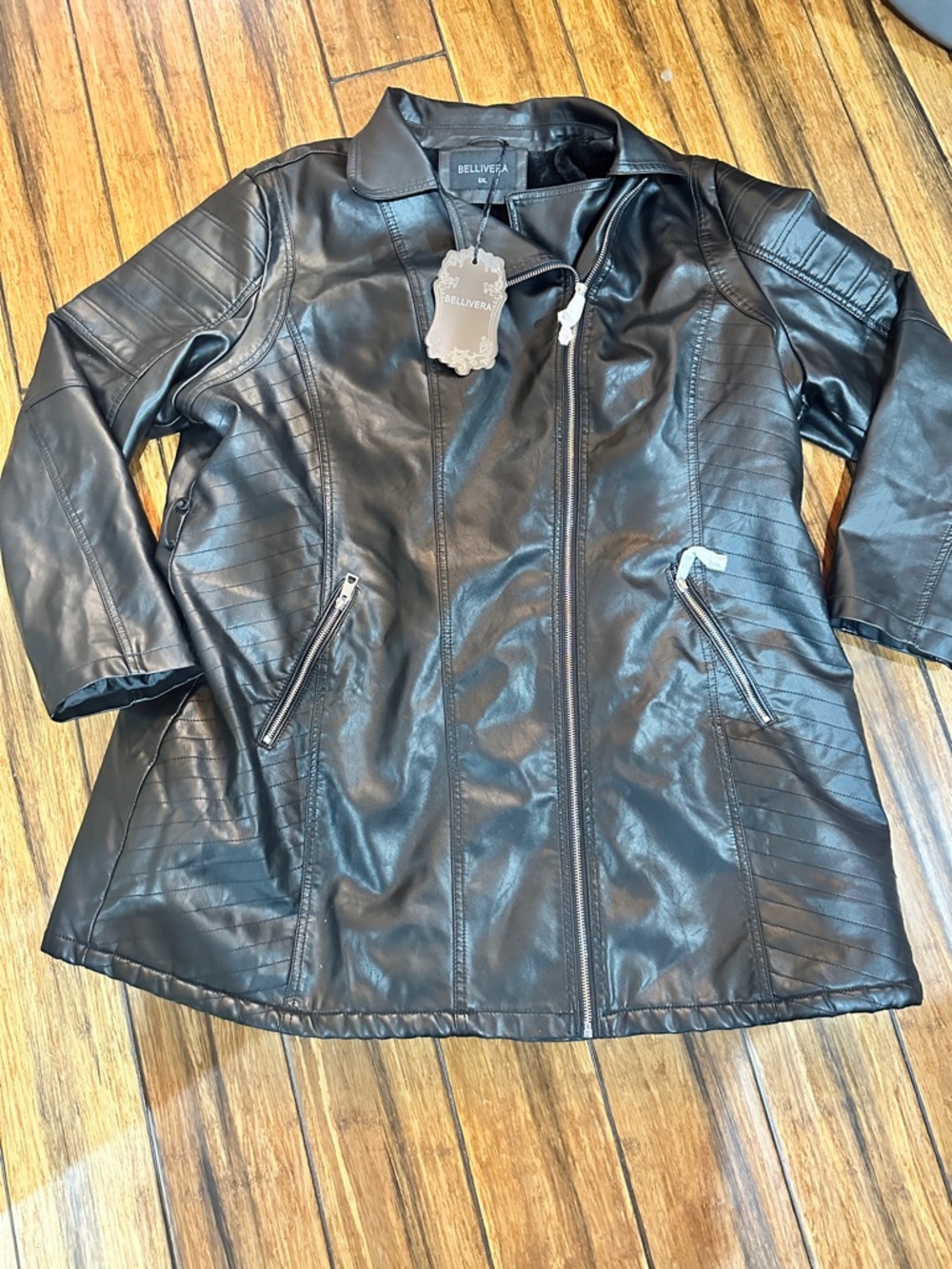 Bellivera Faux Leather Lined Coat Moto/biker Jacket 5xl NWT Unisex Plus Size